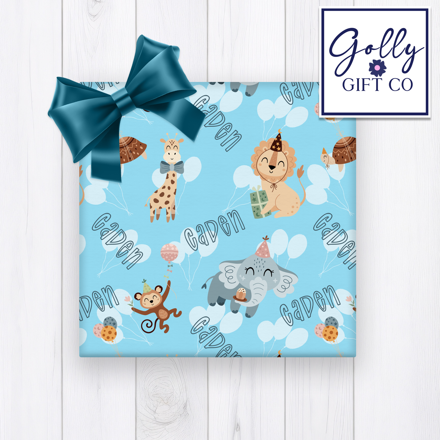 Personalized Safari Birthday or Baby Shower Wrapping Paper - Gift Wrap for Child's Birthday or Other Occasion