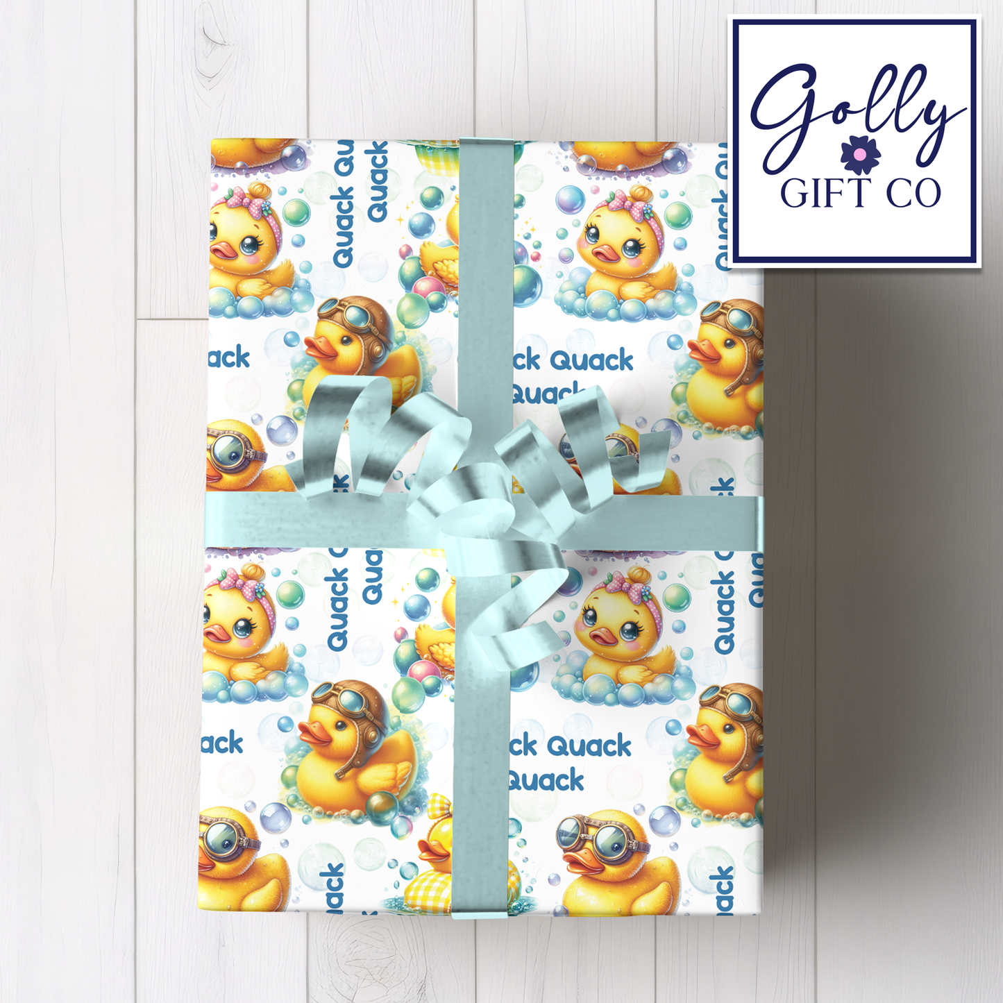 Rubber Ducky Quack Quack Quack Wrapping Paper - Gift Wrap - Cute Rubber Duckies Birthday or Baby Shower or Any Occasion Wrapping Paper