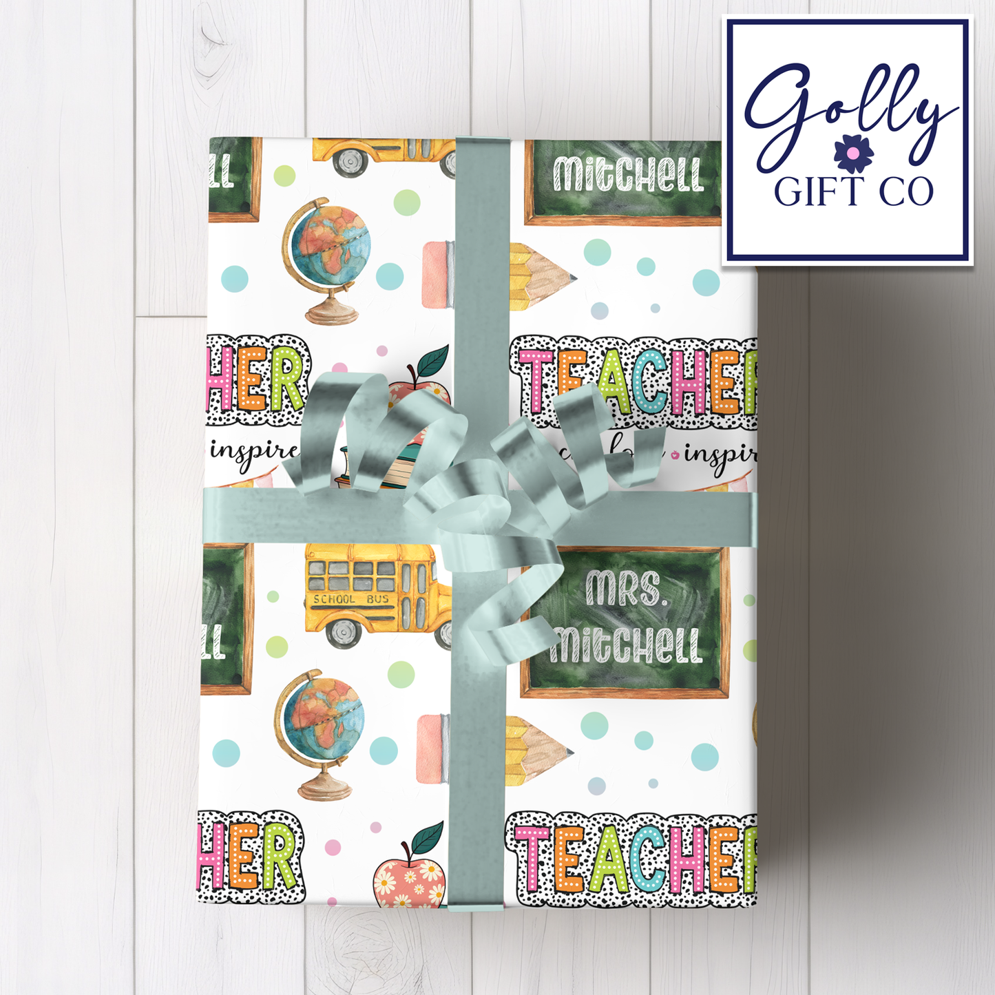 Personalized Teacher Wrapping Paper - Any Occasion Wrapping Paper for Teacher / Educator - Teaching Gift Wrap