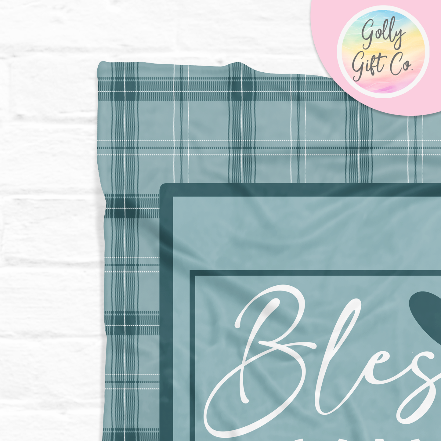 Personalized Mom Blanket with Kids Names - Blessed Mama - Fleece Blanket Gift for Mom - Purple or Blue Plaid Blanket for Mom with Kids Names - Golly Gift Co
