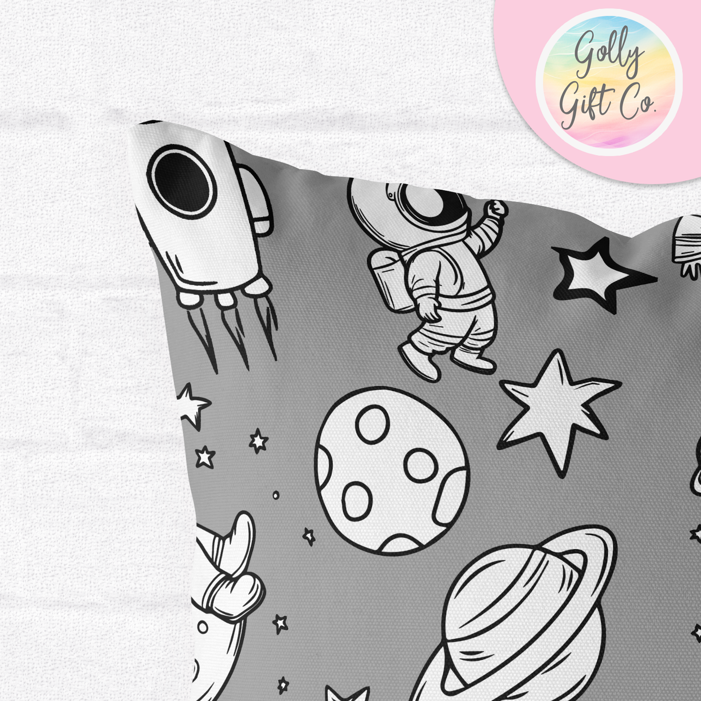 Doodle Astronauts Throw Pillow - Black and White Space Doodles Decorative Throw Pillow and / or Cover for Space Enthusiasts