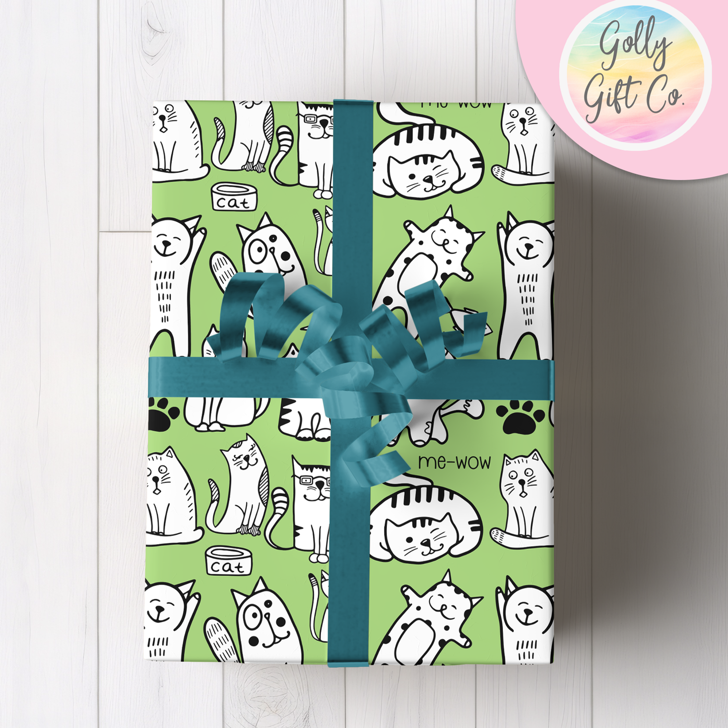 Doodle Kitties Wrapping Paper - Gift Wrap - Any Occasion Gift Wrapping Paper for Cat Lovers with Black and White Doodle Cats
