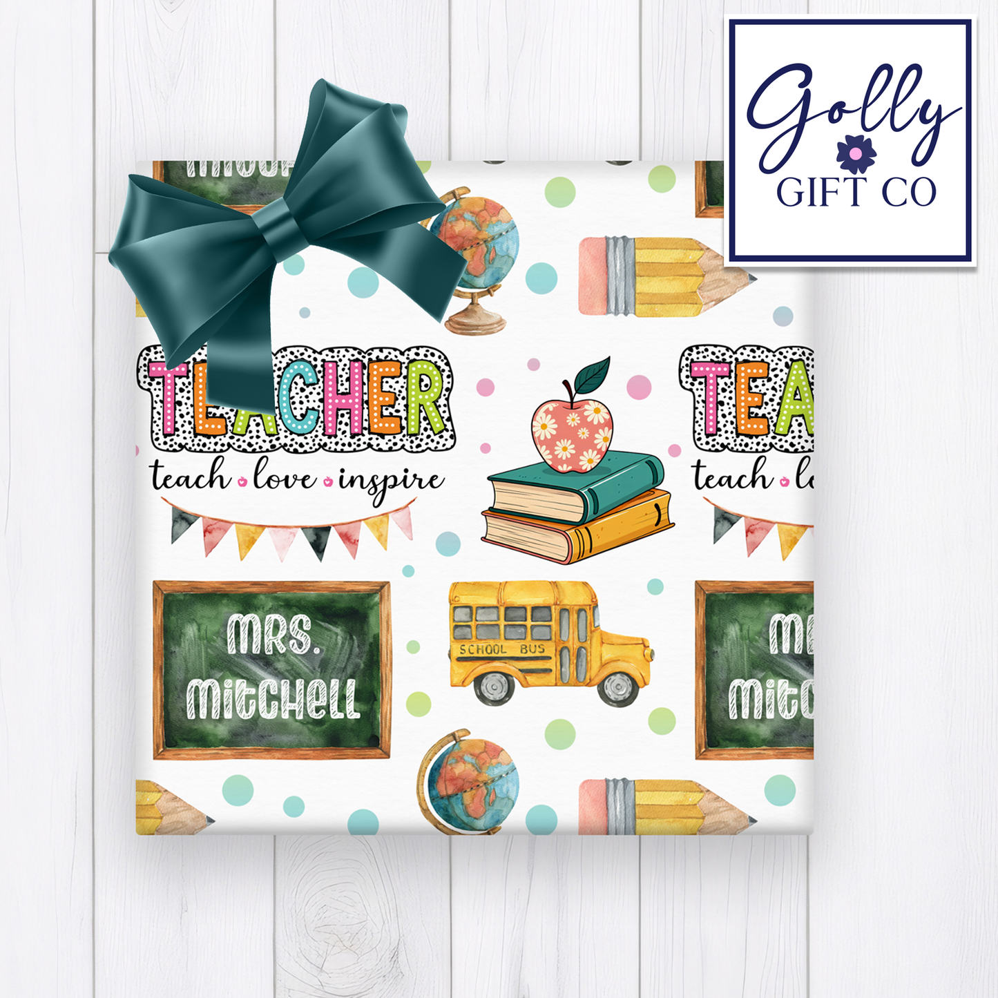 Personalized Teacher Wrapping Paper - Any Occasion Wrapping Paper for Teacher / Educator - Teaching Gift Wrap
