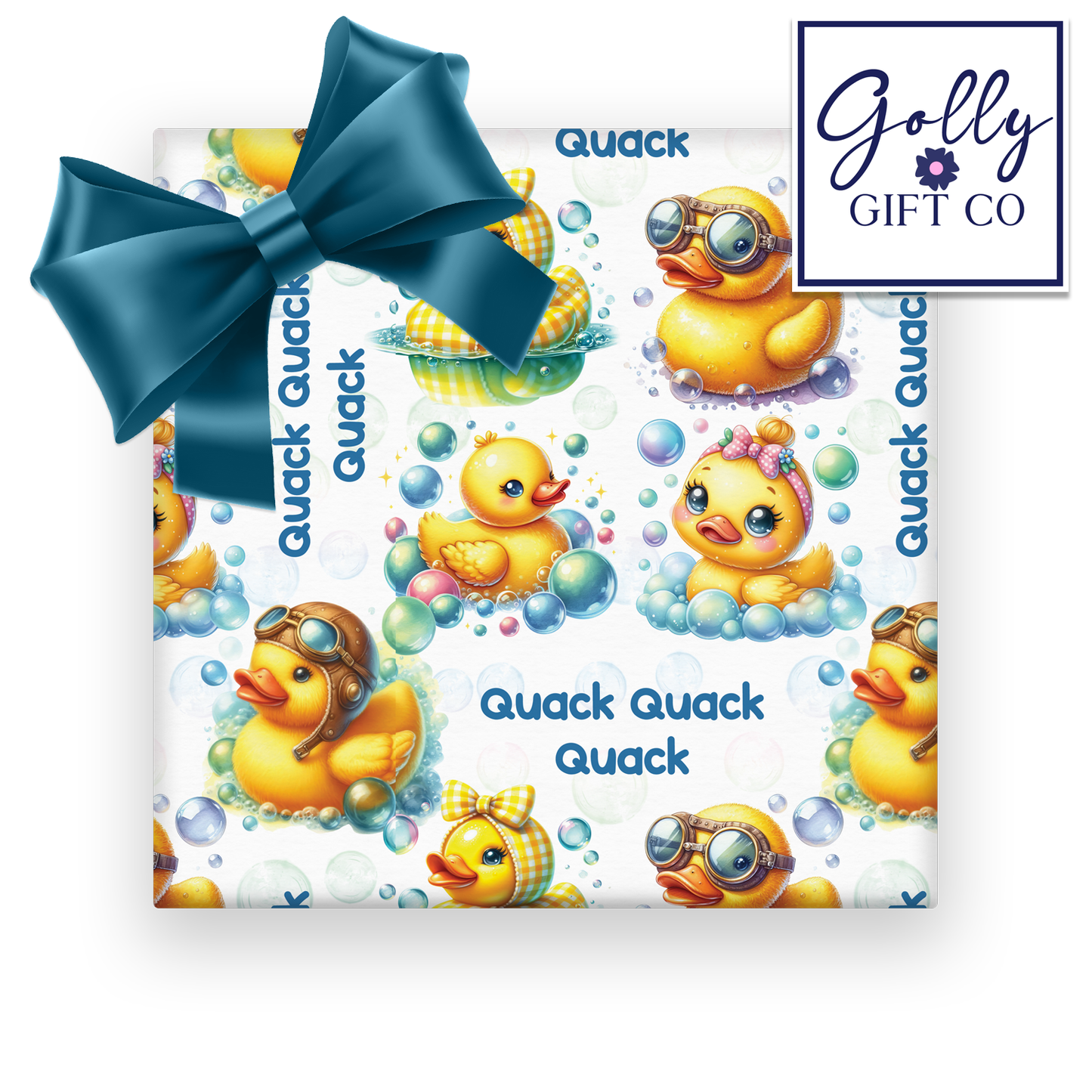 Rubber Ducky Quack Quack Quack Wrapping Paper - Gift Wrap - Cute Rubber Duckies Birthday or Baby Shower or Any Occasion Wrapping Paper
