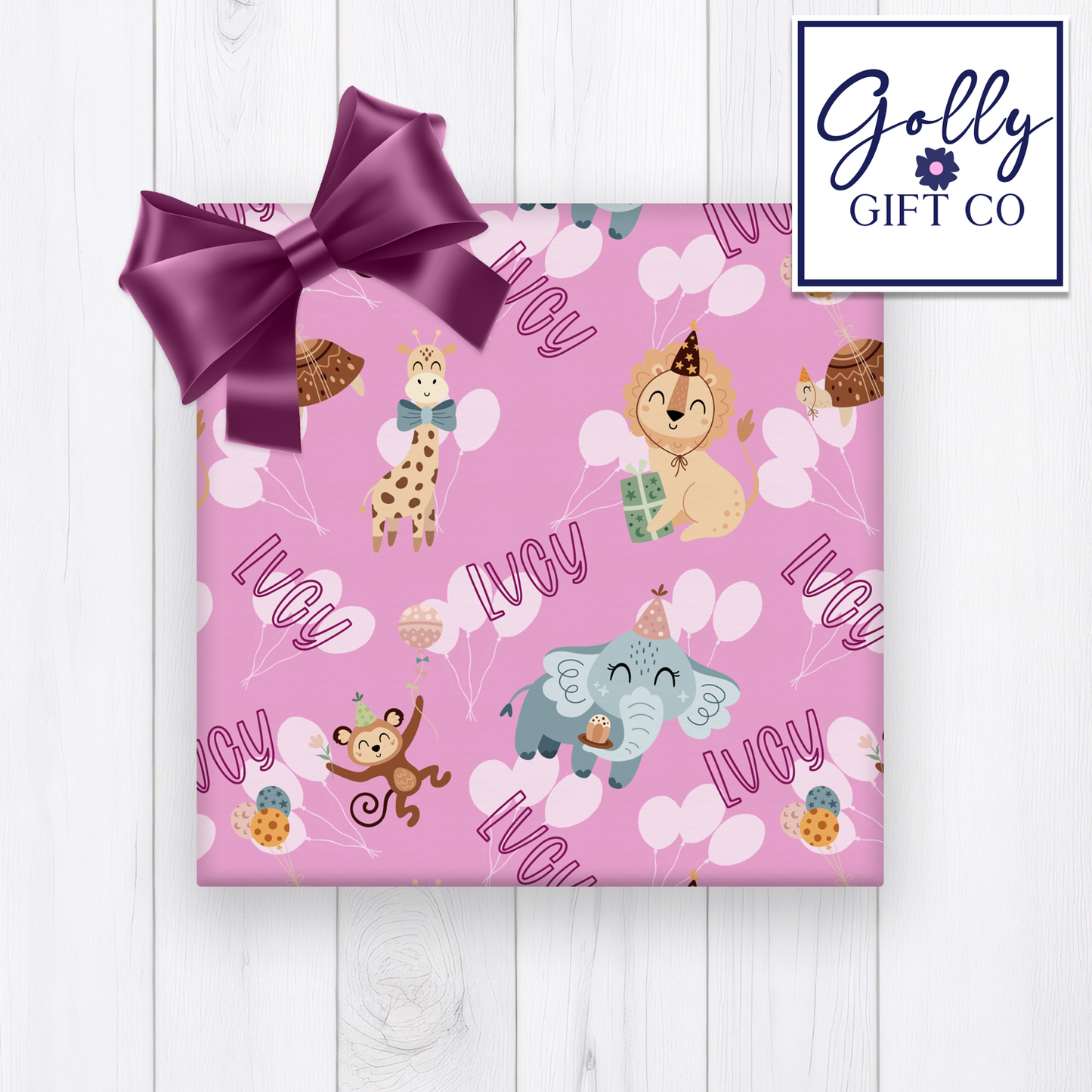 Personalized Safari Birthday or Baby Shower Wrapping Paper - Gift Wrap for Child's Birthday or Other Occasion