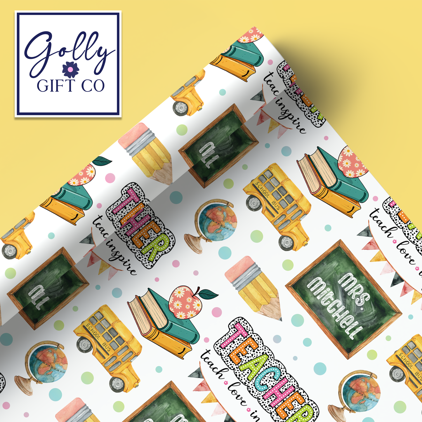 Personalized Teacher Wrapping Paper - Any Occasion Wrapping Paper for Teacher / Educator - Teaching Gift Wrap