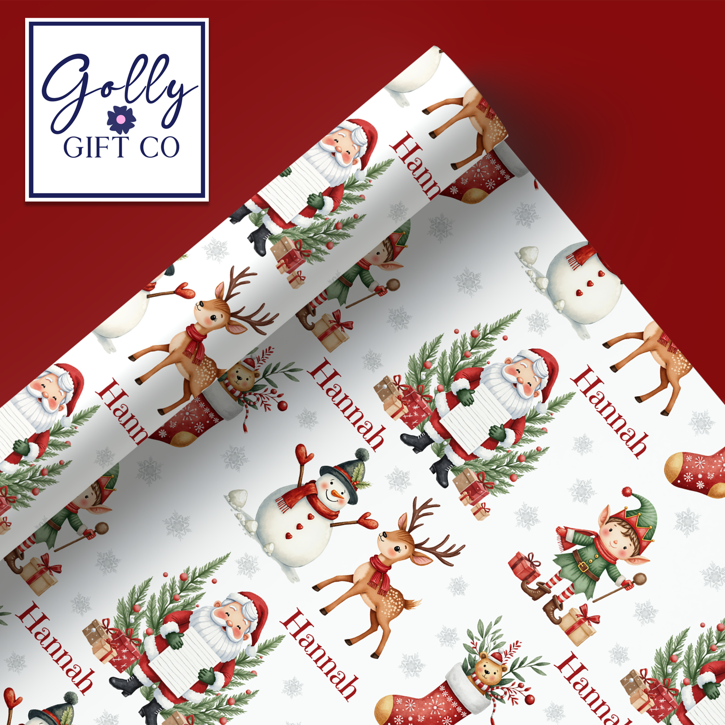 Personalized Santa and Friends Christmas Wrapping Paper - Your Name Christmas Gift Wrap - Custom Gift Wrap for Christmas