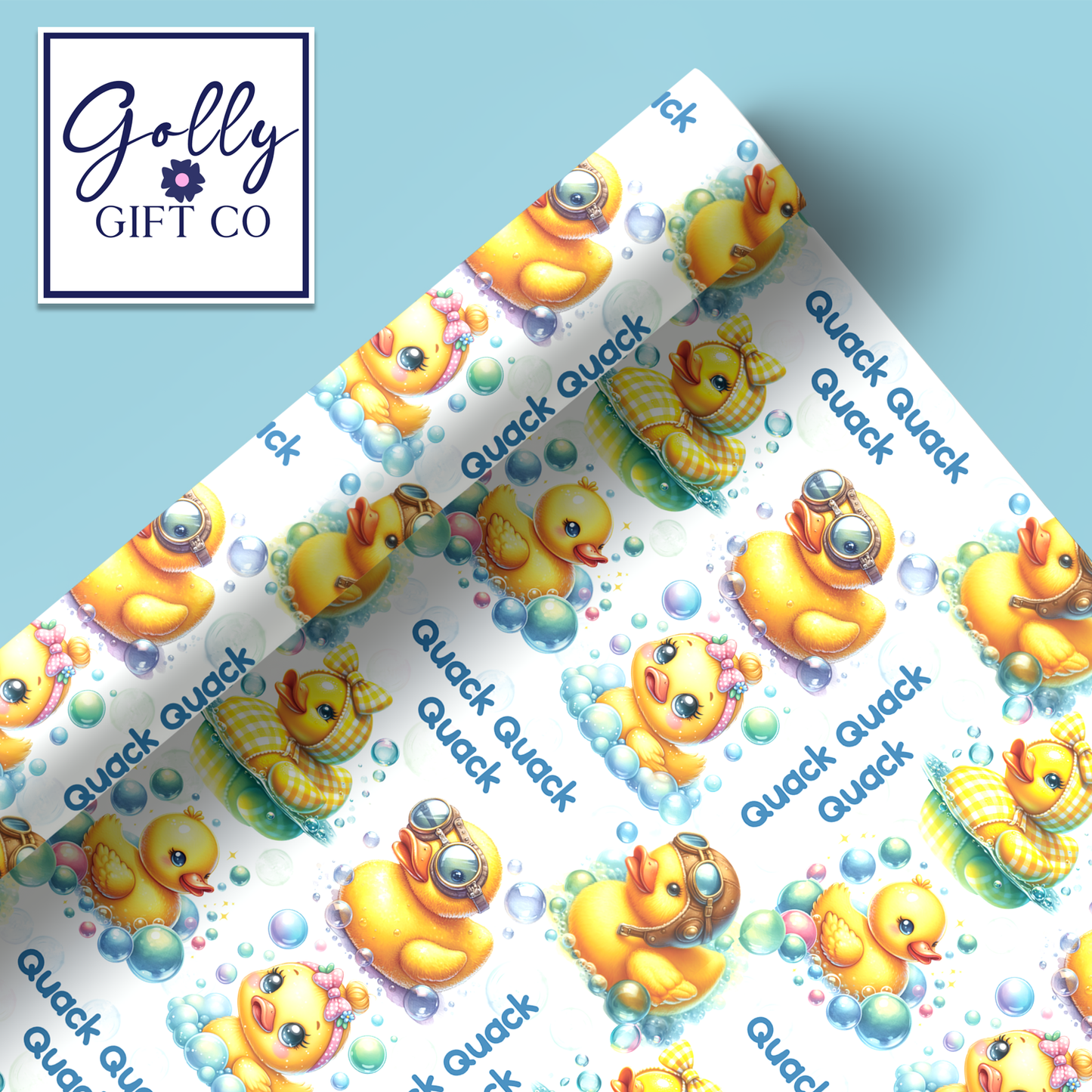 Rubber Ducky Quack Quack Quack Wrapping Paper - Gift Wrap - Cute Rubber Duckies Birthday or Baby Shower or Any Occasion Wrapping Paper