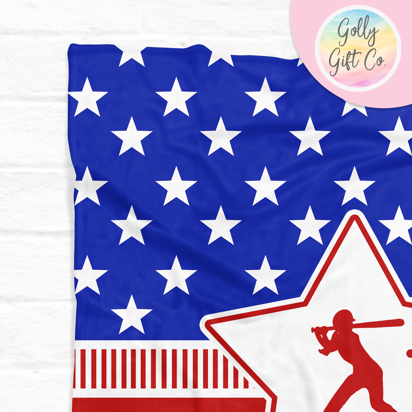Personalized Softball Blanket - Patriotic USA Softball Fleece or Sherpa Throw Blanket - Gift for Softball Player