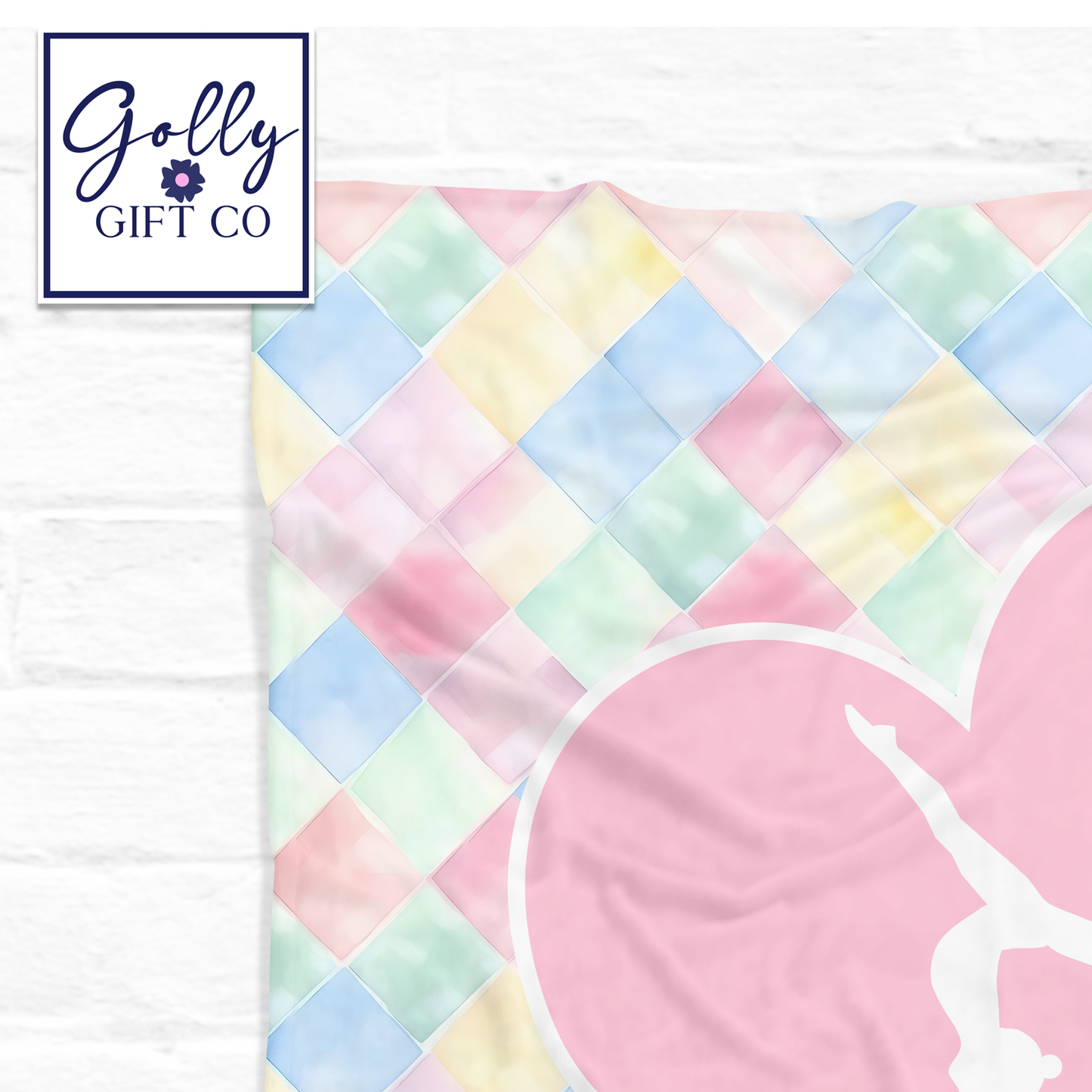 Personalized Gymnastics Fleece Blanket - Quilted Diamonds Design Bedding for Gymnast - Gymnastics Themed Fleece or Sherpa Throw Blanket
