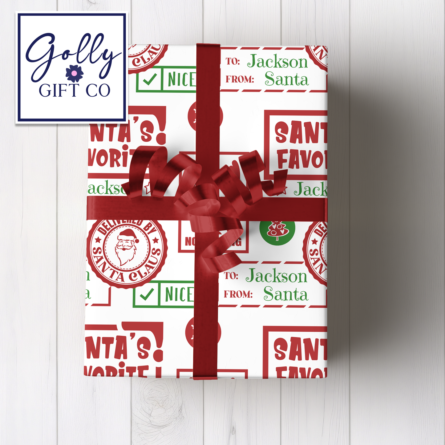 Personalized Christmas Wrapping Paper From Santa -Name Christmas Gift Wrap -Child's Name From Santa Christmas Gift Wrap -Santa's Favorite