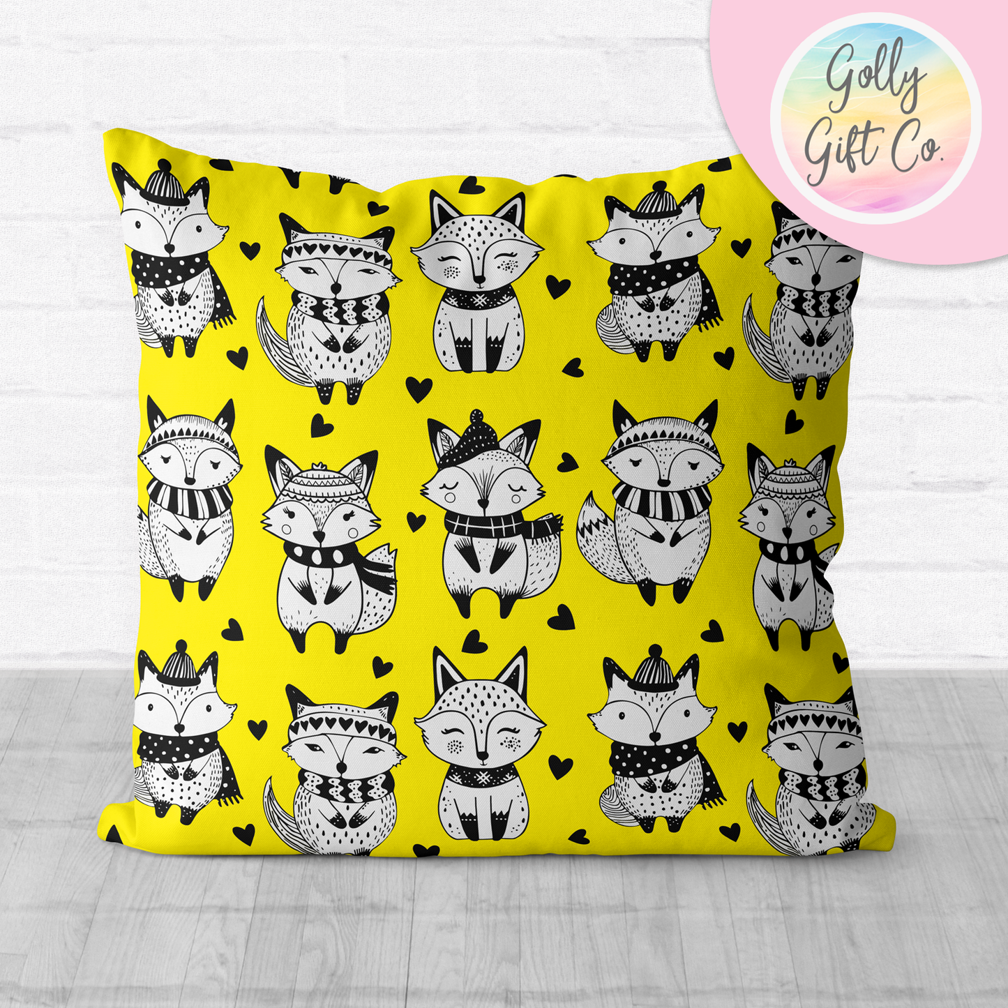 Doodle Foxes Throw Pillow - Black and White Foxes in Clothing Doodles Decorative Throw Pillow and / or Cover for Fox Lovers