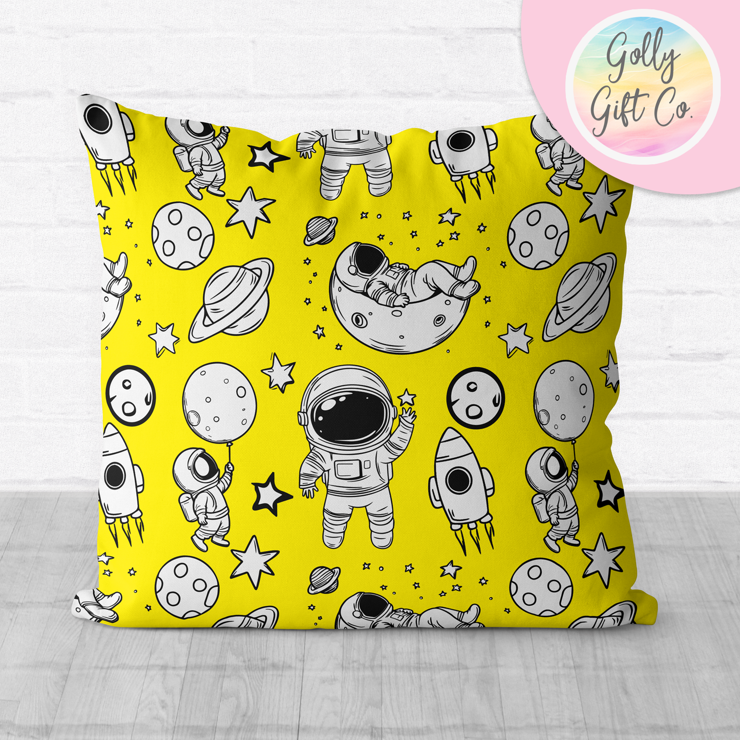 Doodle Astronauts Throw Pillow - Black and White Space Doodles Decorative Throw Pillow and / or Cover for Space Enthusiasts