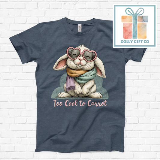 Too Cool to Carrot Bunny T-Shirt - Funny Easter Shirt (Bella Canvas)