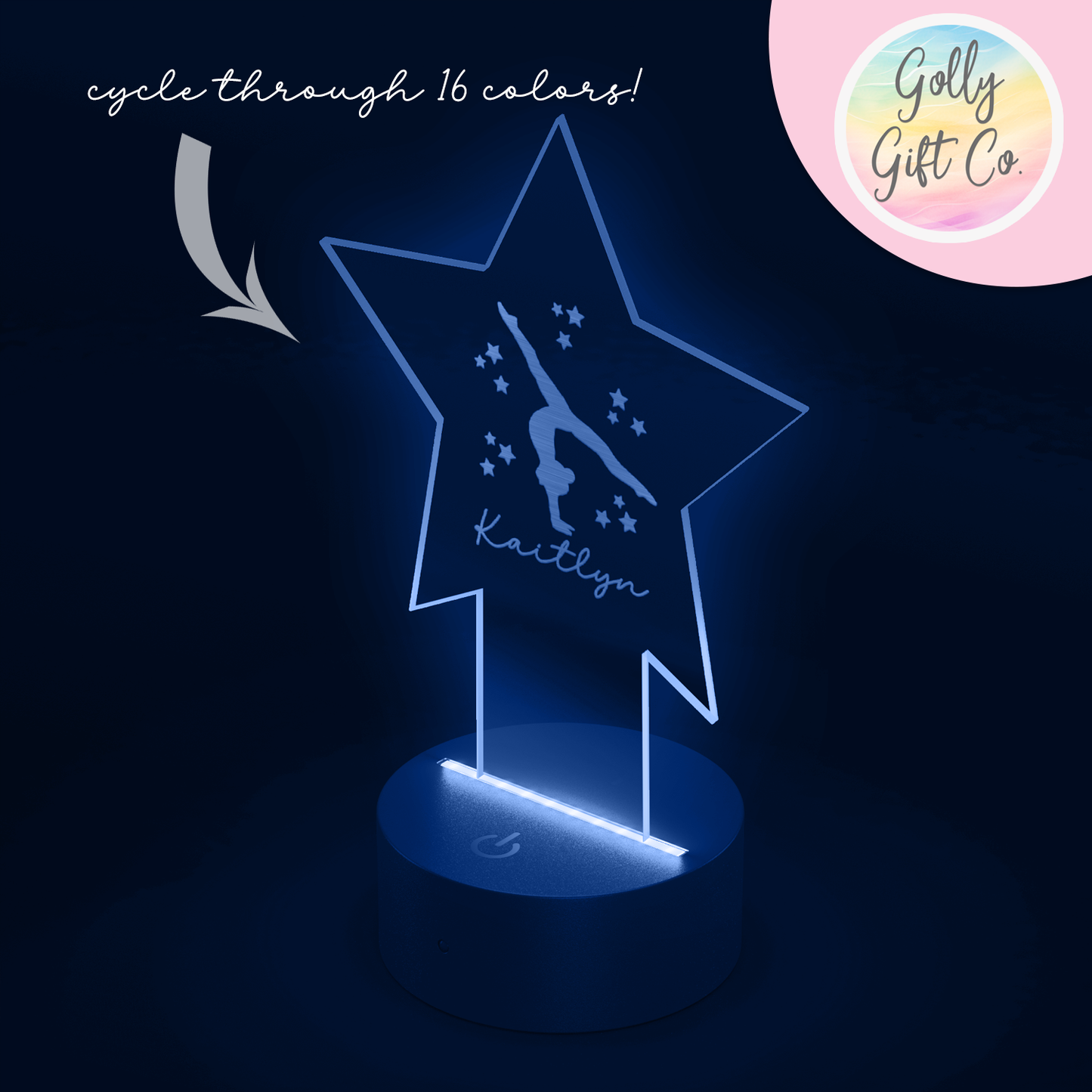 Personalized Star Gymnast LED Light with Your Name - 16 Color Nightlight / Room Light