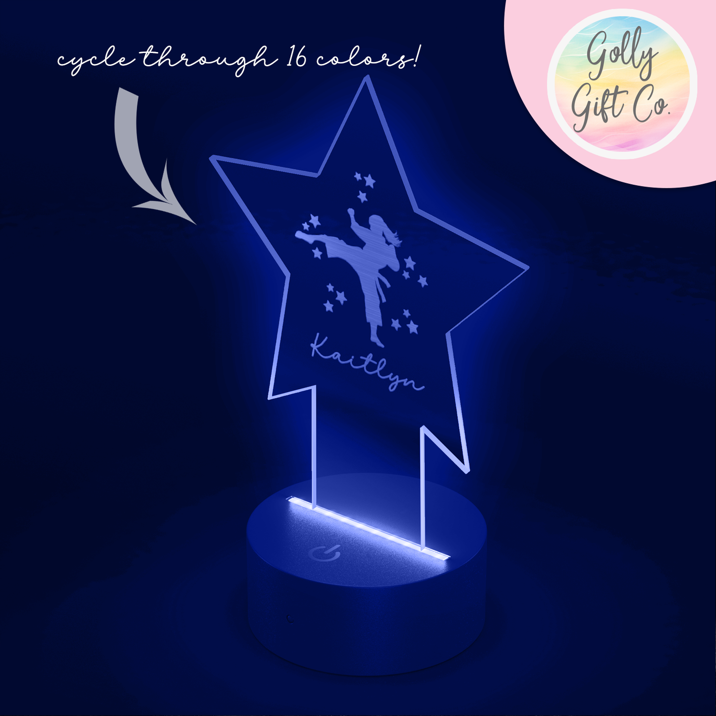 Personalized Star Martial Arts / Karate LED Light with Your Name - 16 Color Nightlight / Room Light