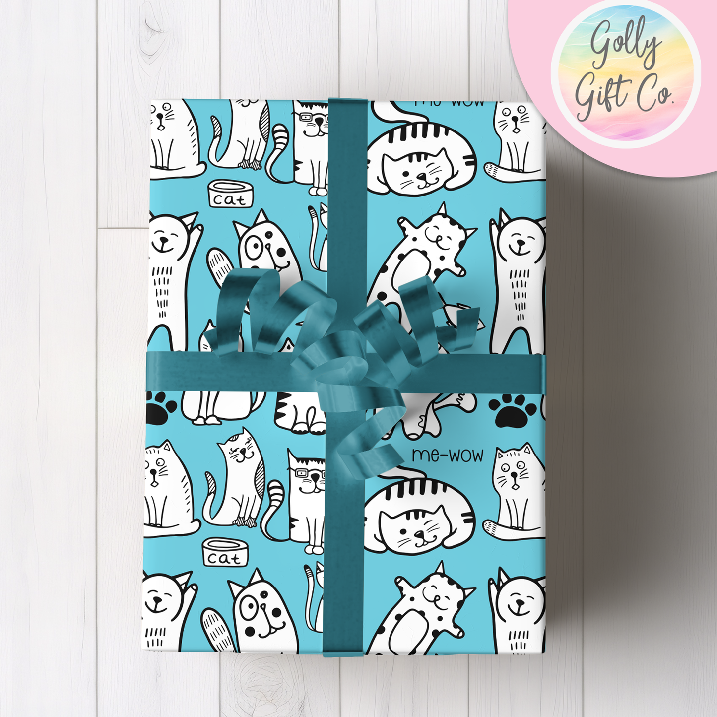 Doodle Kitties Wrapping Paper - Gift Wrap - Any Occasion Gift Wrapping Paper for Cat Lovers with Black and White Doodle Cats