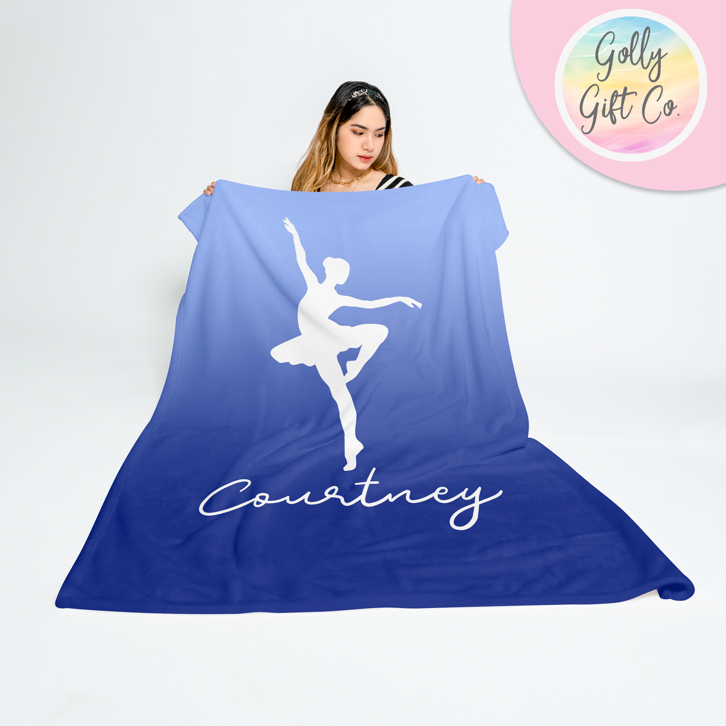 Personalized Dance Fleece Blanket / Gift for Dancer / Customized Dance Team Gift / Your Name Blanket/ Strong Gradient Dance Bedding - Golly Gift Co