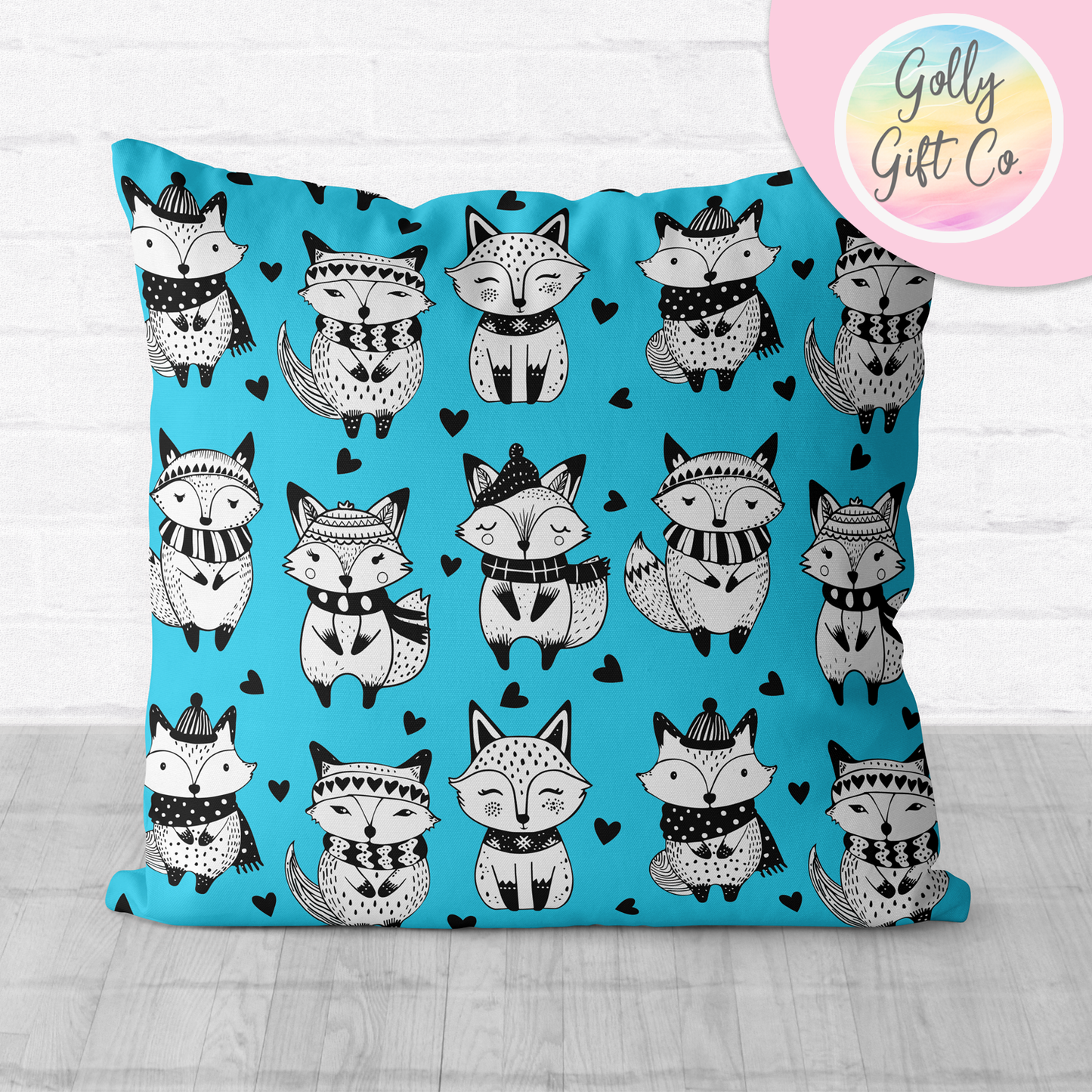 Doodle Foxes Throw Pillow - Black and White Foxes in Clothing Doodles Decorative Throw Pillow and / or Cover for Fox Lovers