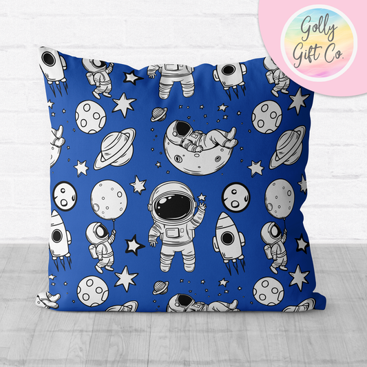 Doodle Astronauts Throw Pillow - Black and White Space Doodles Decorative Throw Pillow and / or Cover for Space Enthusiasts