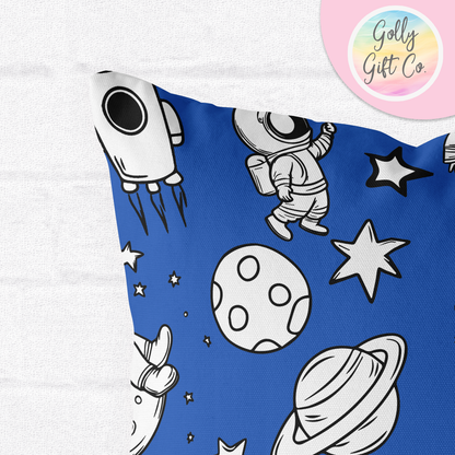 Doodle Astronauts Throw Pillow - Black and White Space Doodles Decorative Throw Pillow and / or Cover for Space Enthusiasts