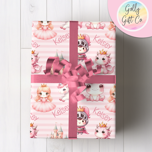 Personalized Princess Wrapping Paper For Any Occasion - Fairytale Gift Wrap for Girls - Birthday Gift Wrap or Any Occasion