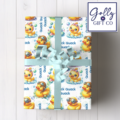Rubber Ducky Quack Quack Quack Wrapping Paper - Gift Wrap - Cute Rubber Duckies Birthday or Baby Shower or Any Occasion Wrapping Paper