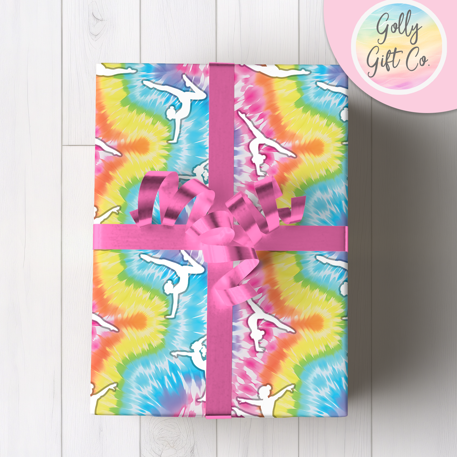 Tie Dye Gymnastics Gift Wrapping Paper - Golly Gift Co