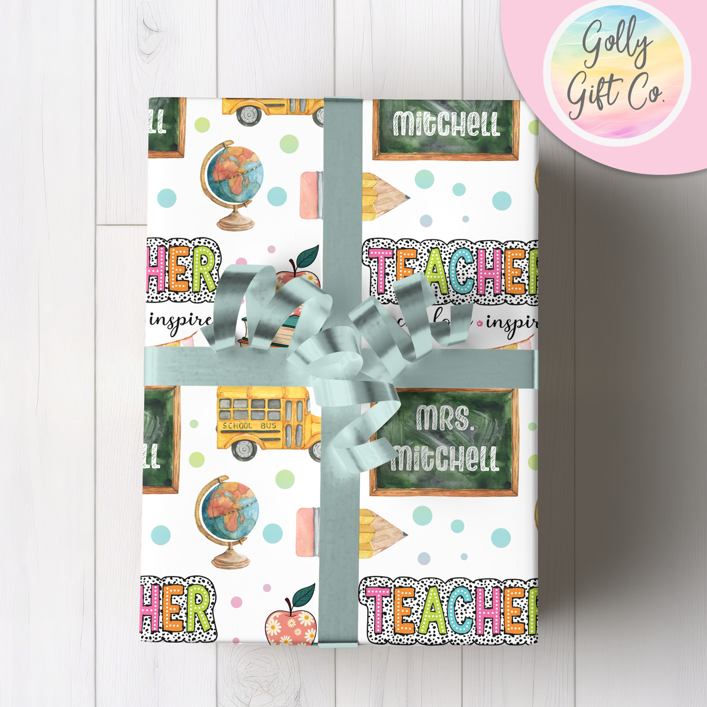 Personalized Teacher Wrapping Paper - Any Occasion Wrapping Paper for Teacher / Educator - Teaching Gift Wrap