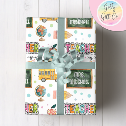 Personalized Teacher Wrapping Paper - Any Occasion Wrapping Paper for Teacher / Educator - Teaching Gift Wrap