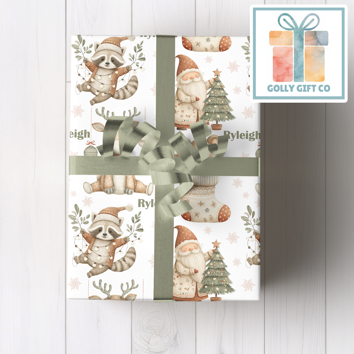 Personalized Cozy Christmas Wrapping Paper - Your Name Christmas Gift Wrap - Custom Gift Wrap for Christmas Boho Gender Neutral Vibe - Golly Gift Co
