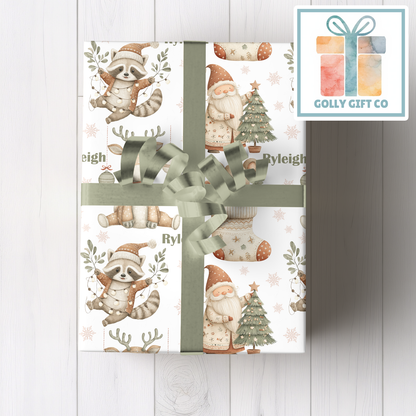 Personalized Cozy Christmas Wrapping Paper - Your Name Christmas Gift Wrap - Custom Gift Wrap for Christmas Boho Gender Neutral Vibe - Golly Gift Co