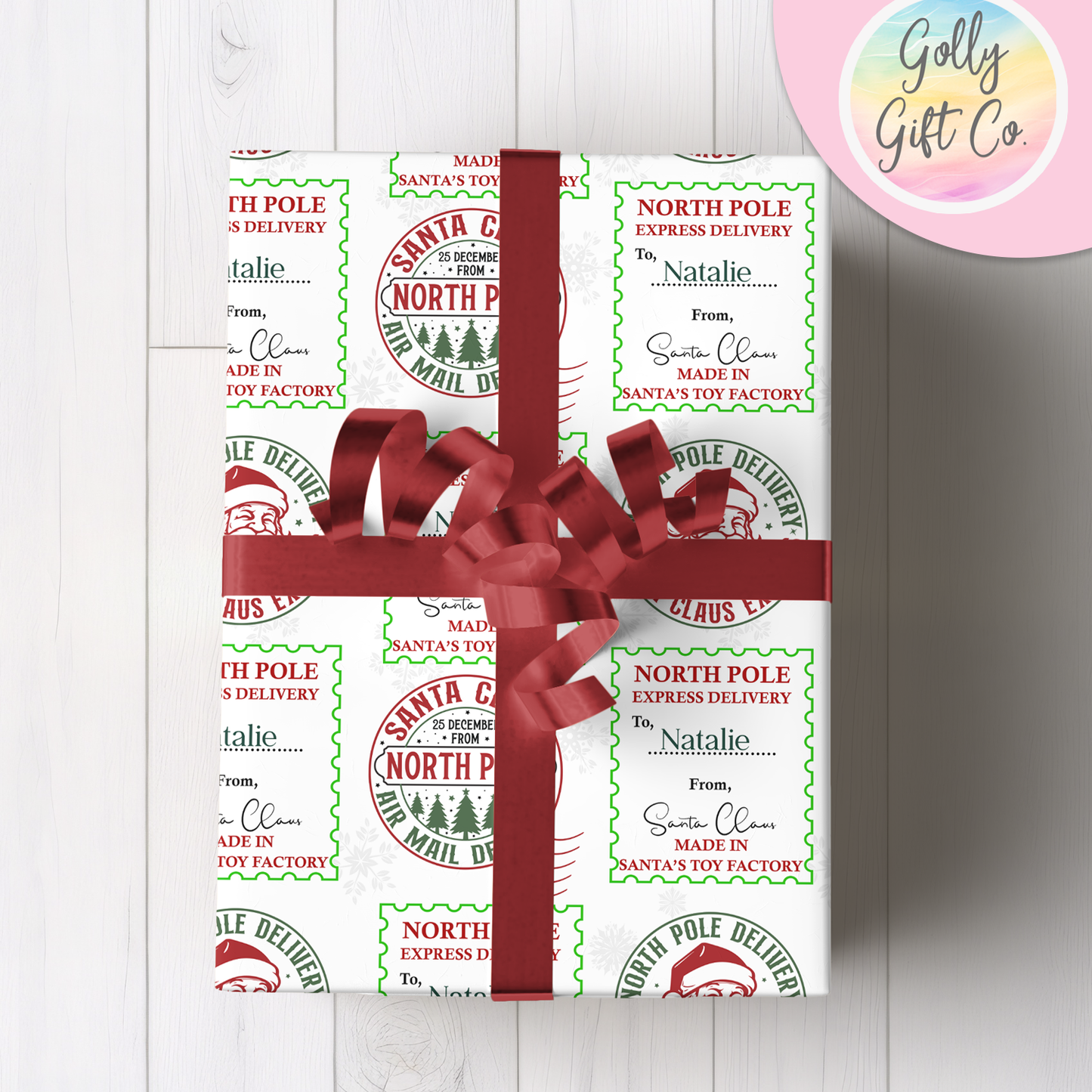 Personalized Christmas Wrapping Paper From Santa - Your Name Christmas Gift Wrap - Child's Name From Santa Christmas Gift Wrap