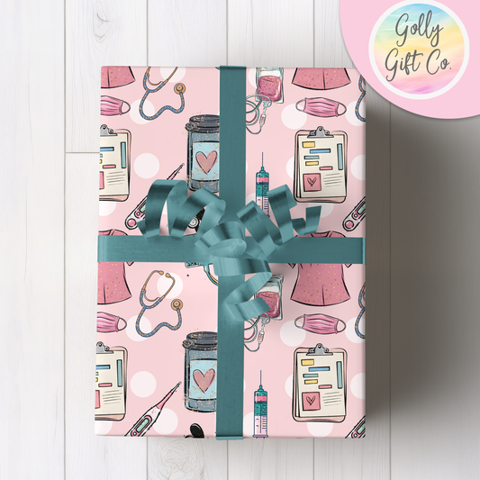 Nurse Wrapping Paper - Any Occasion Wrapping Paper for Nurse - Nursing Gift Wrap