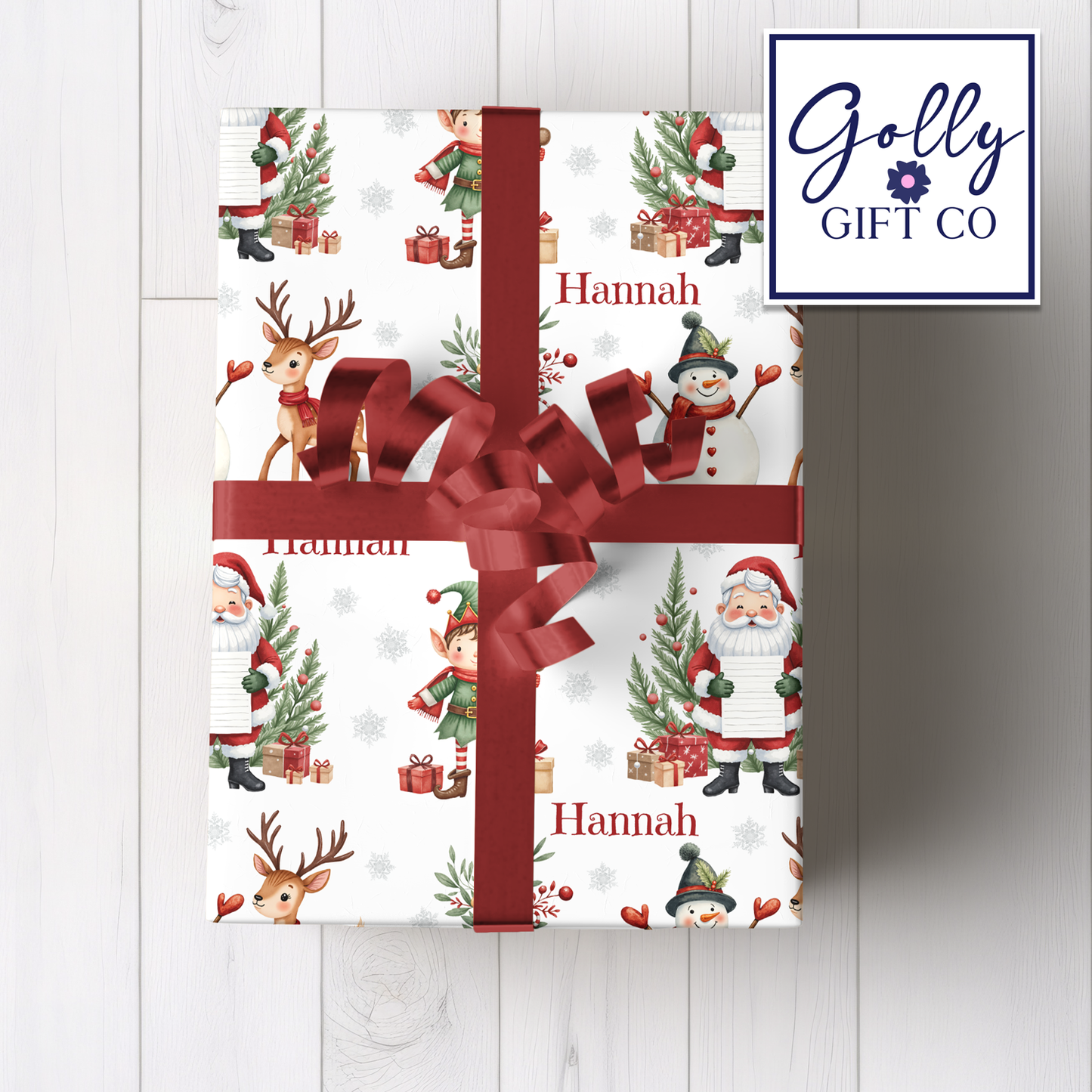 Personalized Santa and Friends Christmas Wrapping Paper - Your Name Christmas Gift Wrap - Custom Gift Wrap for Christmas