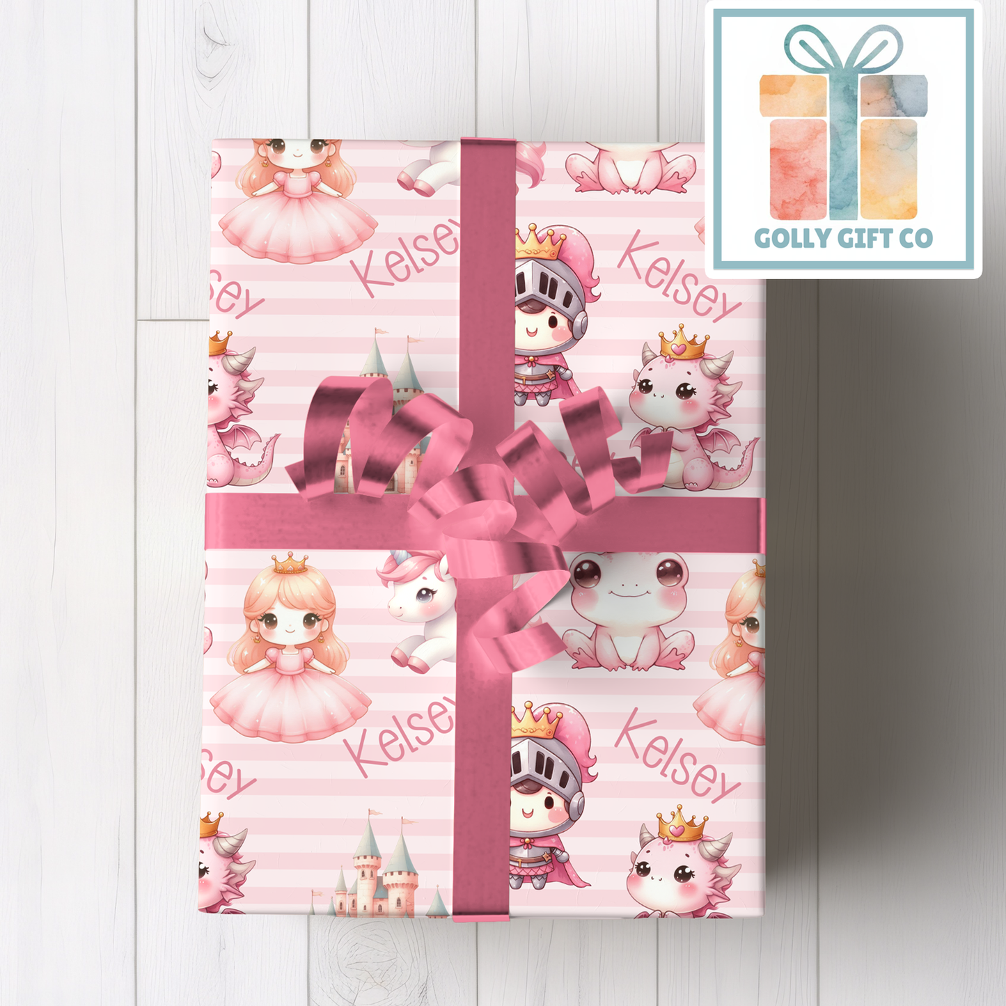 Personalized Princess Wrapping Paper For Any Occasion - Fairytale Gift Wrap for Girls - Birthday Gift Wrap or Any Occasion - Golly Gift Co