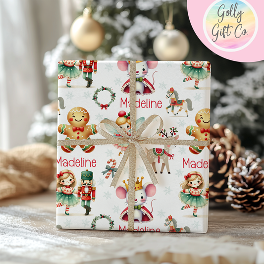 Personalized Nutcracker Christmas Wrapping Paper - Your Name Christmas Gift Wrap - Custom Gift Wrap for Christmas With Ballet Nutcracker