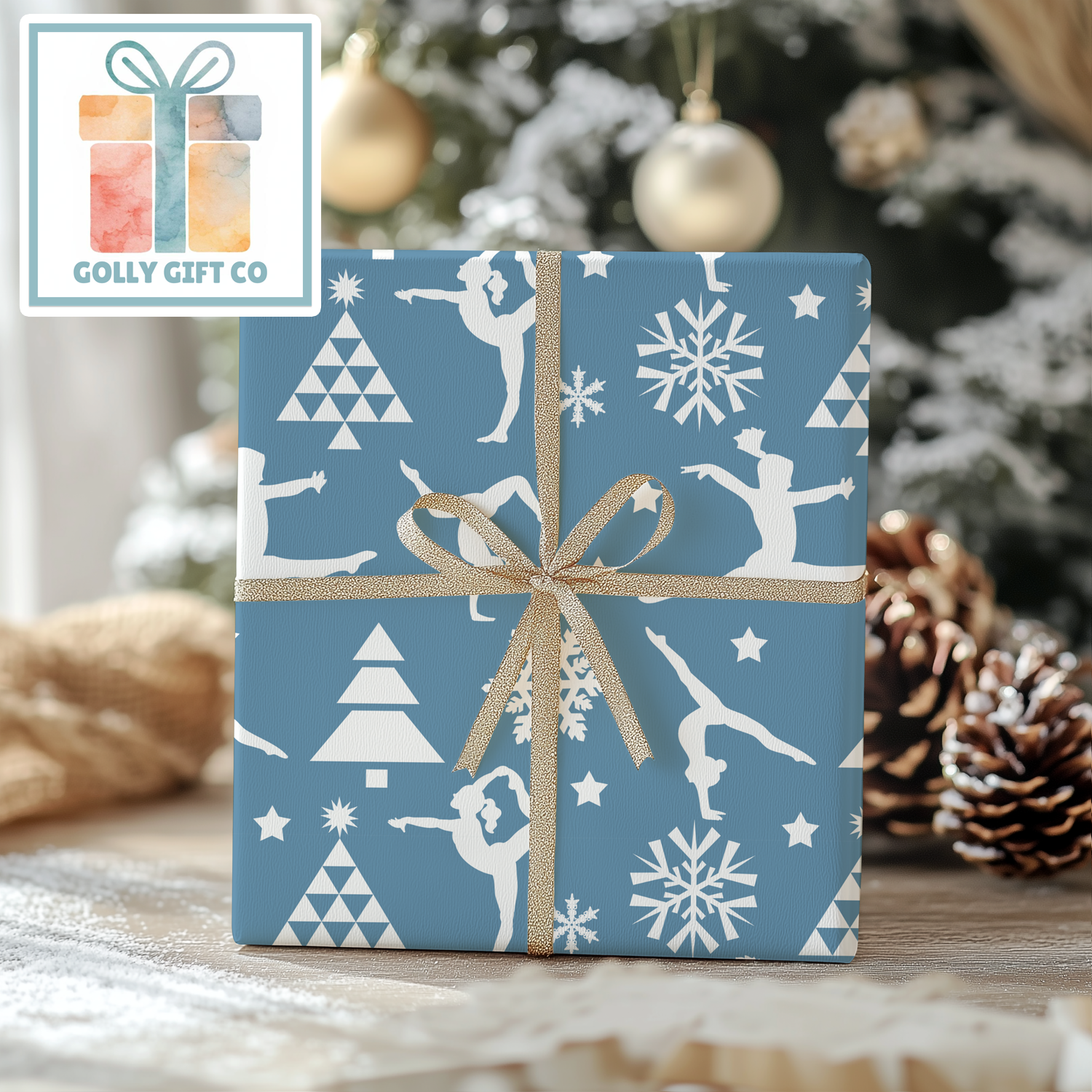 Gymnastics Christmas Gift Wrap / Girls Gymnastics Themed Wrapping Paper / Gymnastics Holiday Wrapping Paper for Gifts for Gymnasts - Golly Gift Co