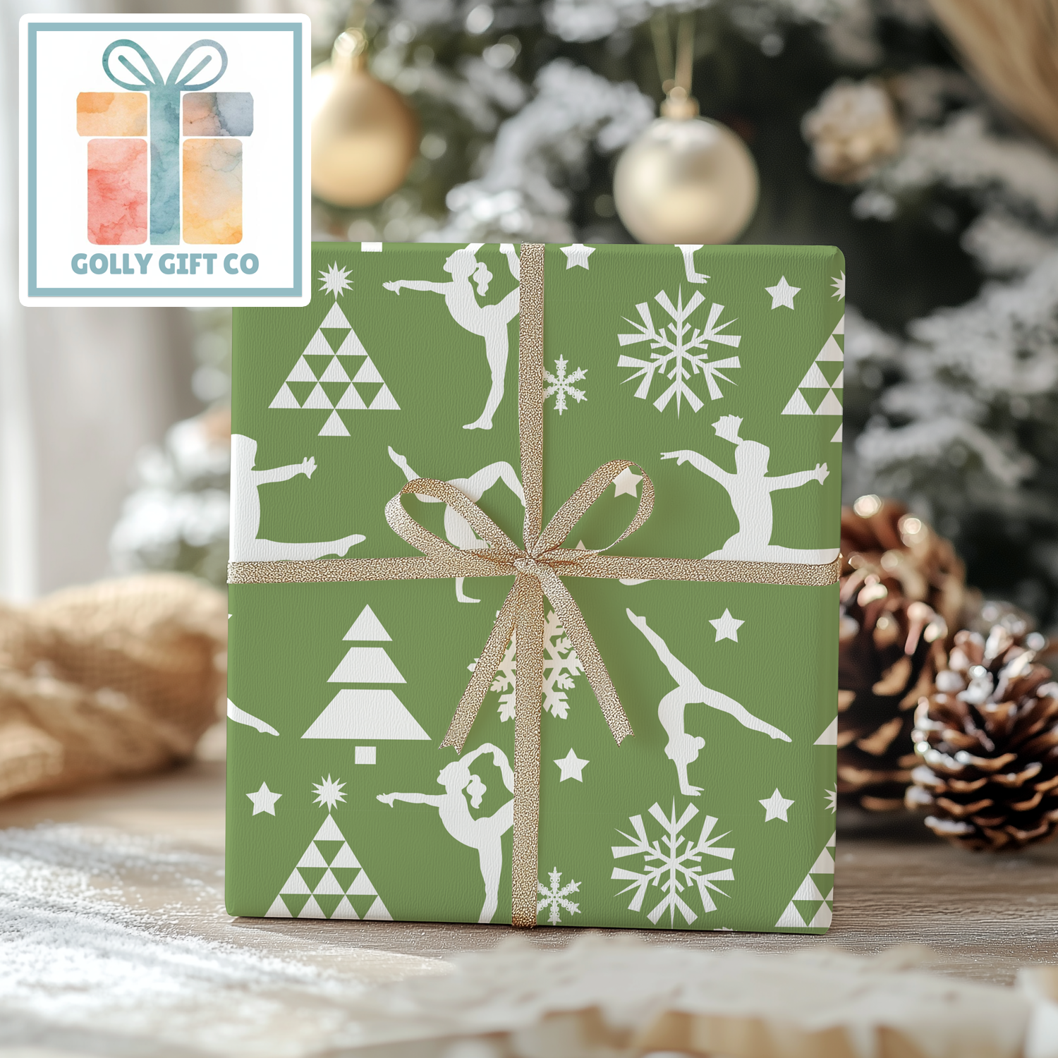 Gymnastics Christmas Gift Wrap / Girls Gymnastics Themed Wrapping Paper / Gymnastics Holiday Wrapping Paper for Gifts for Gymnasts - Golly Gift Co