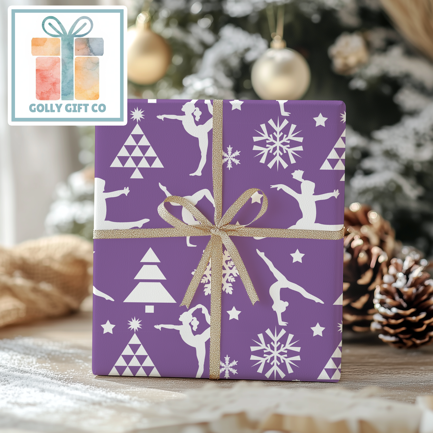 Gymnastics Christmas Gift Wrap / Girls Gymnastics Themed Wrapping Paper / Gymnastics Holiday Wrapping Paper for Gifts for Gymnasts - Golly Gift Co