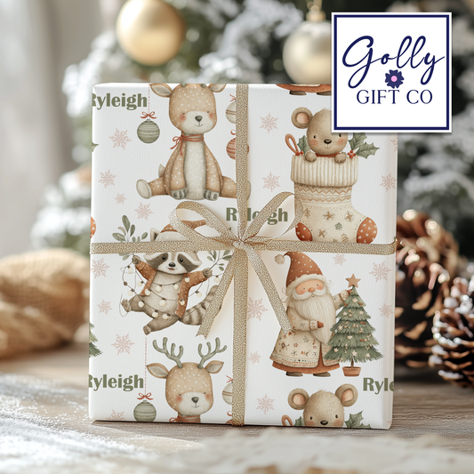 Personalized Cozy Christmas Wrapping Paper - Your Name Christmas Gift Wrap - Custom Gift Wrap for Christmas Boho Gender Neutral Vibe