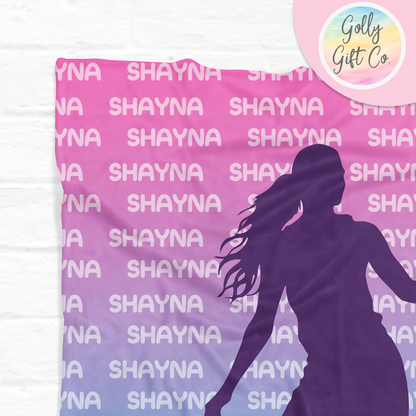 Personalized Name Shadow Gradient Basketball Bedding - Basketball Themed Fleece or Sherpa Throw Blanket - Golly Gift Co