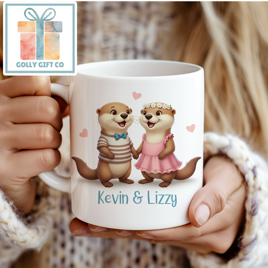 Personalized Otter Couple Mug | Custom Name Coffee Mug | Couples Gift | Valentine's Day Mug | Anniversary Gift