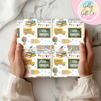 Personalized Teacher Wrapping Paper - Any Occasion Wrapping Paper for Teacher / Educator - Teaching Gift Wrap