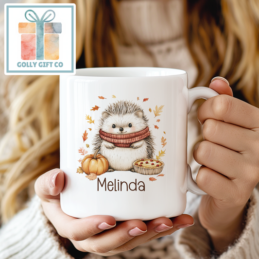 Personalized Hedgehog Thanksgiving / Fall Coffee Mug or Tea Mug - Golly Gift Co