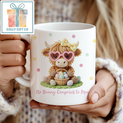 Yarn Style Highland Cow Easter Mug | Cute Animal Coffee Cup | Easter Gift for Her | No Bunny Compares to Moo - Golly Gift Co