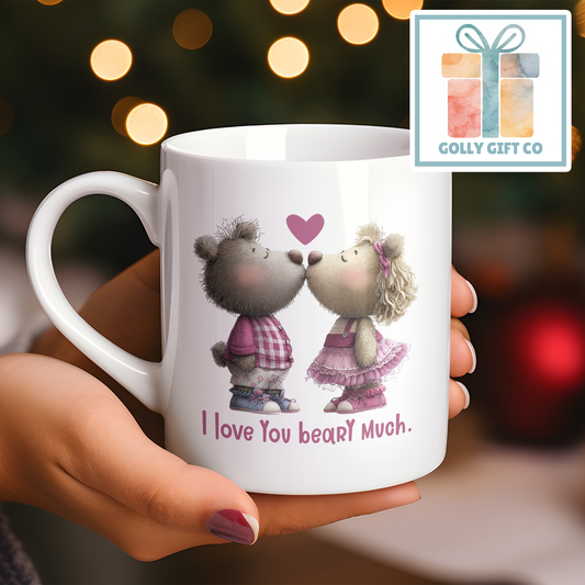 I Love You Beary Much Coffee or Tea Mug - Love and Teddy Bear Themed Drinkware - Golly Gift Co