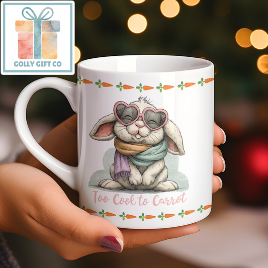 Too Cool to Carrot Bunny Mug - Funny Rabbit Easter and Spring Coffee Cup
