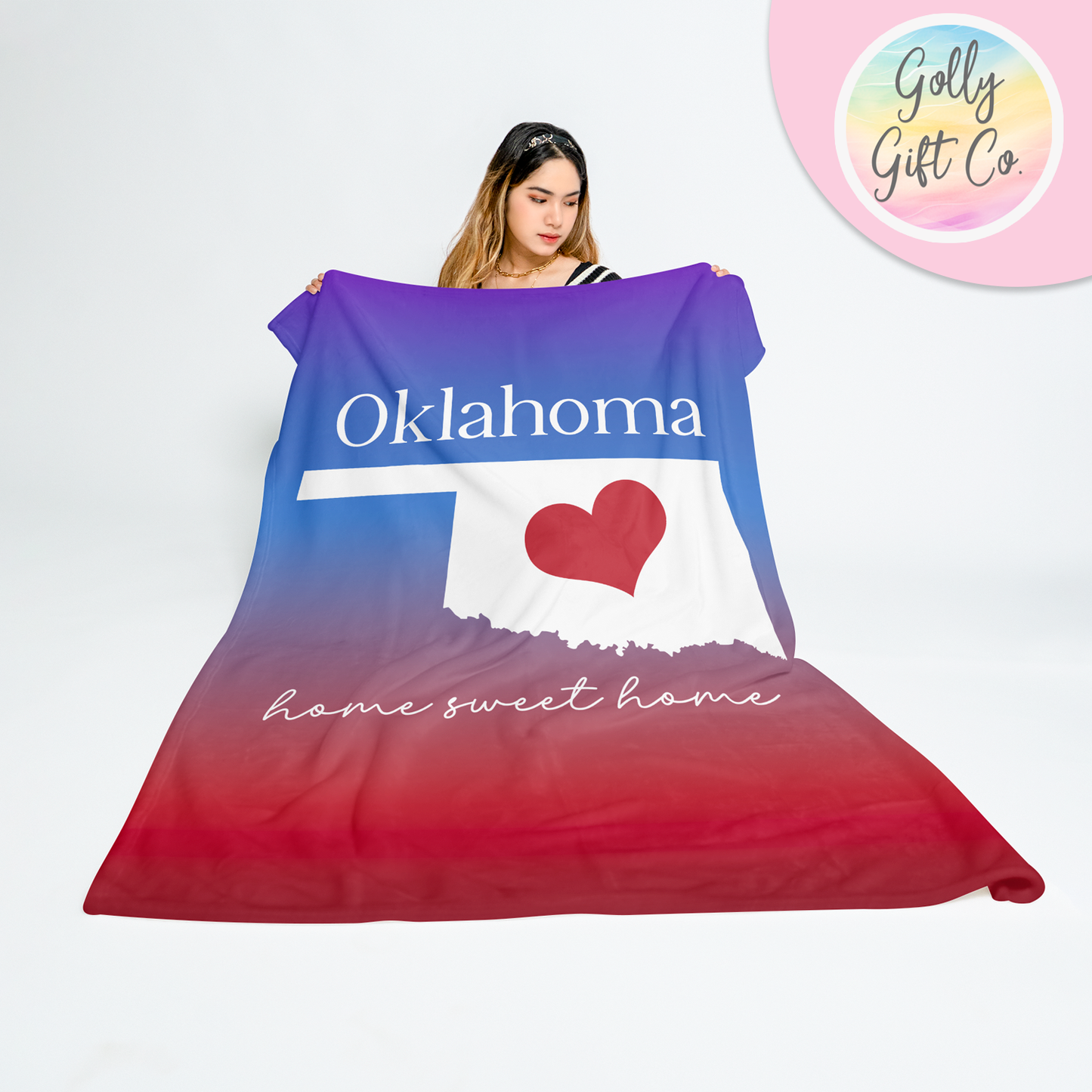 Oklahoma Fleece Blanket - Home Sweet Home Oklahoma Fleece Blanket for Born and Raised Native Oklahoman or People Who Call Oklahoma Home