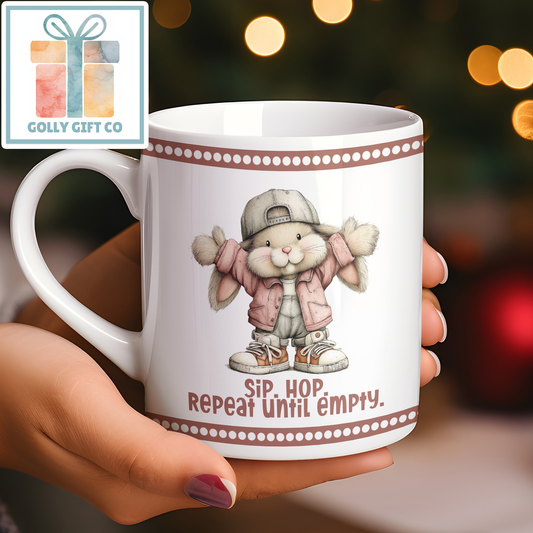 Sip Hop Repeat Bunny Mug | Cute Coffee Cup | Hip Hop Style Easter Bunny Gift